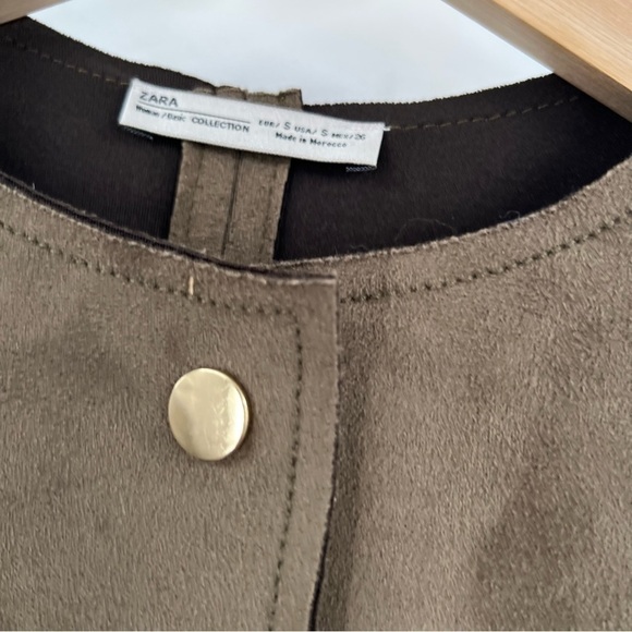 Zara Faux Suede Snap Button Coat Size S - Picture 4 of 4
